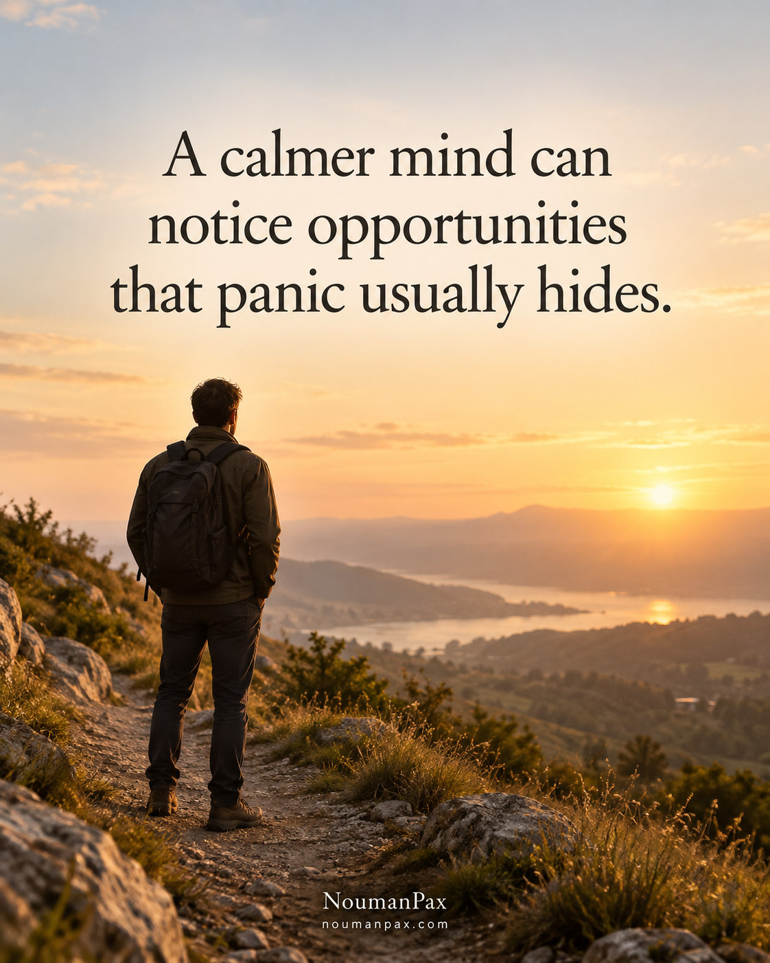 Positive quote — calmer mind notices opportunities