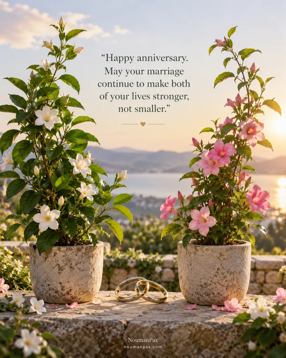 Happy anniversary. May your marriage continue to make both of your lives stronger, not smaller.