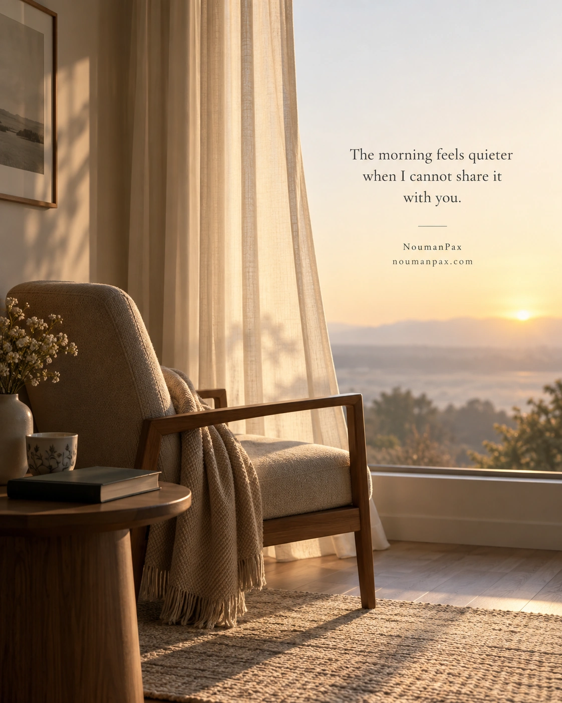 The morning feels quieter when I cannot share it with you.