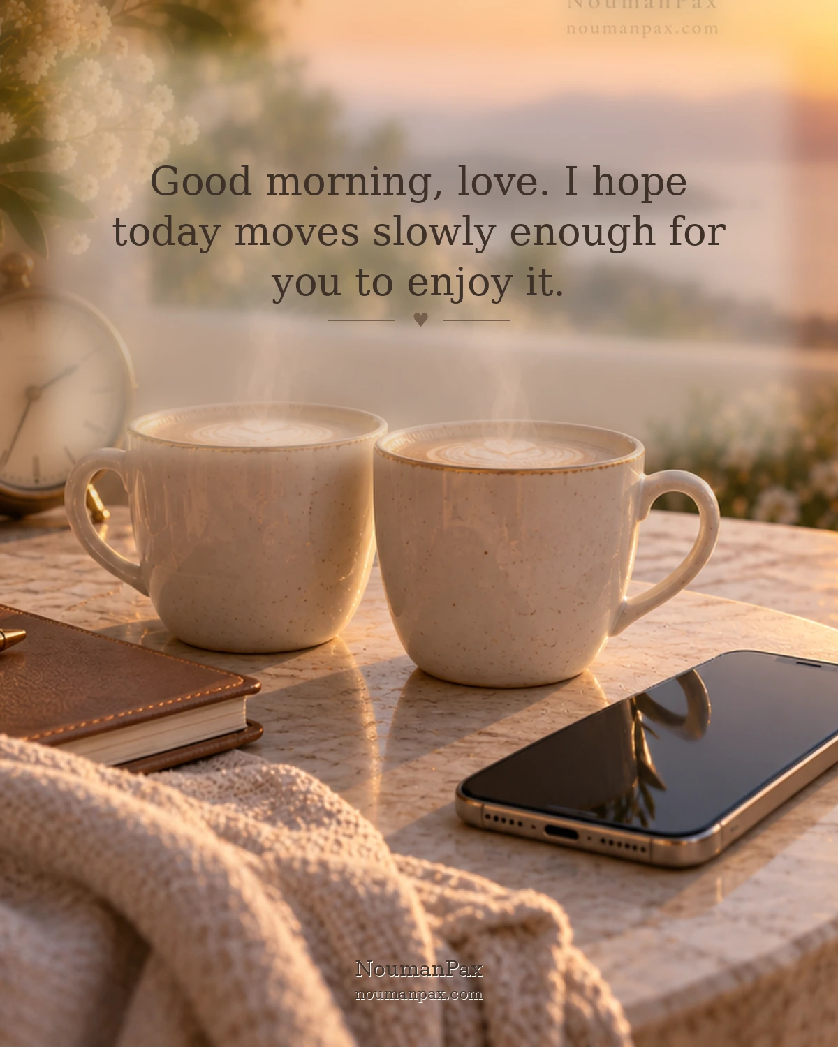 Good morning, love. I hope today moves slowly enough for you to enjoy it.