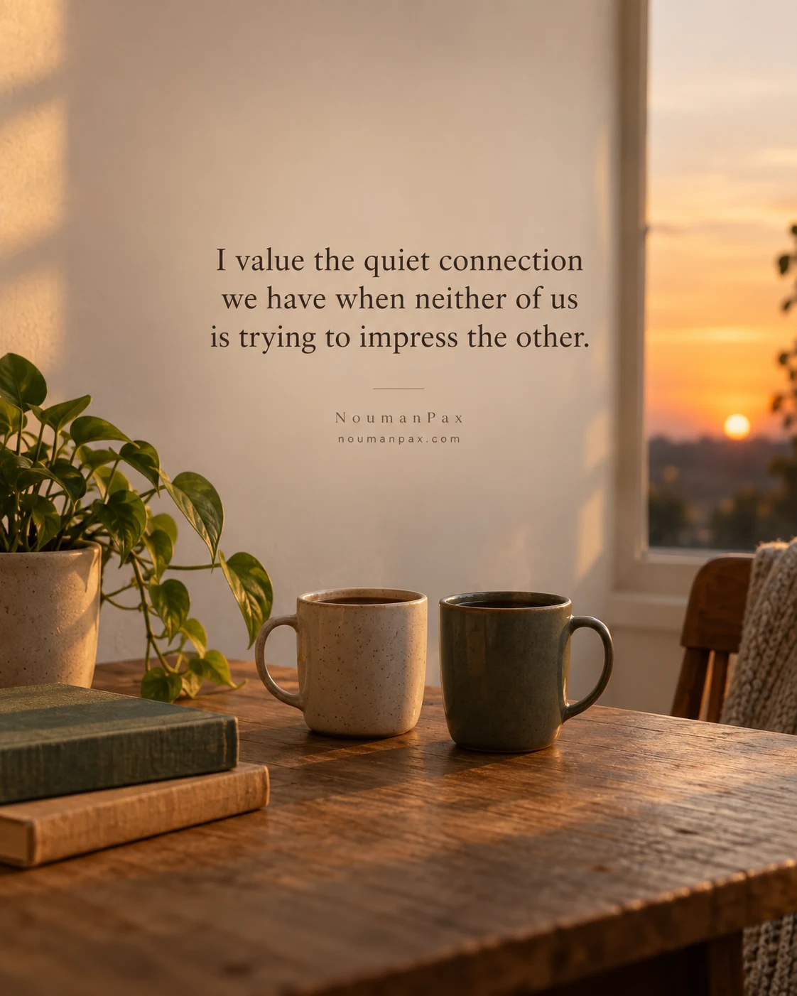 I value the quiet connection we have when neither of us is trying to impress the other.