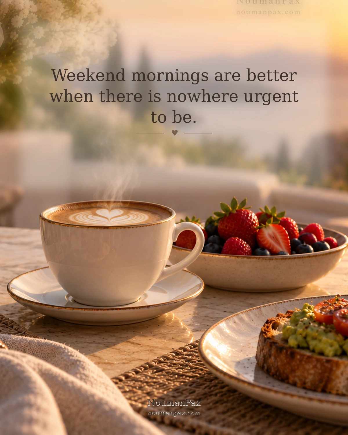 Weekend mornings are better when there is nowhere urgent to be.