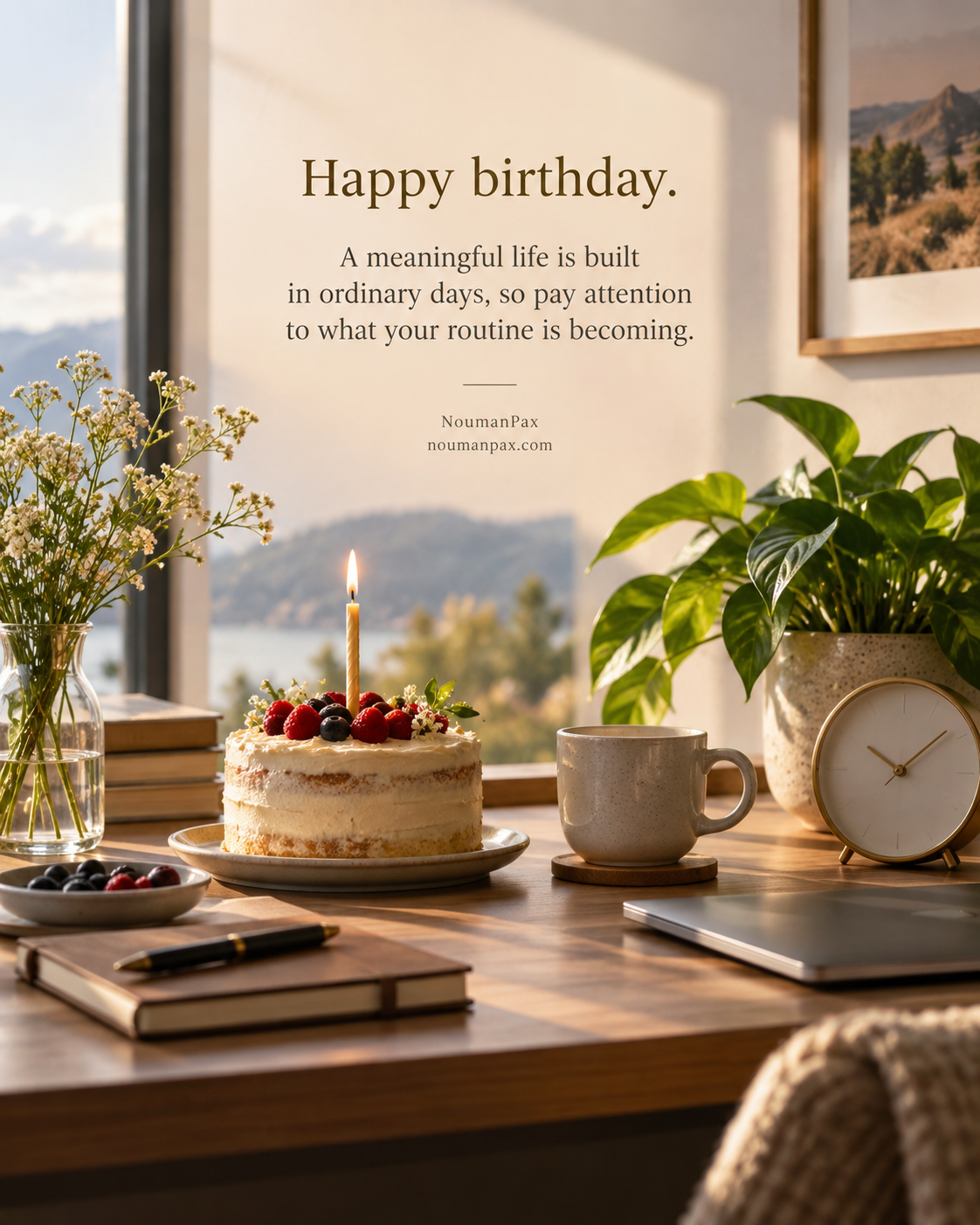 Happy birthday. A meaningful life is built in ordinary days, so pay attention to what your routine is becoming.