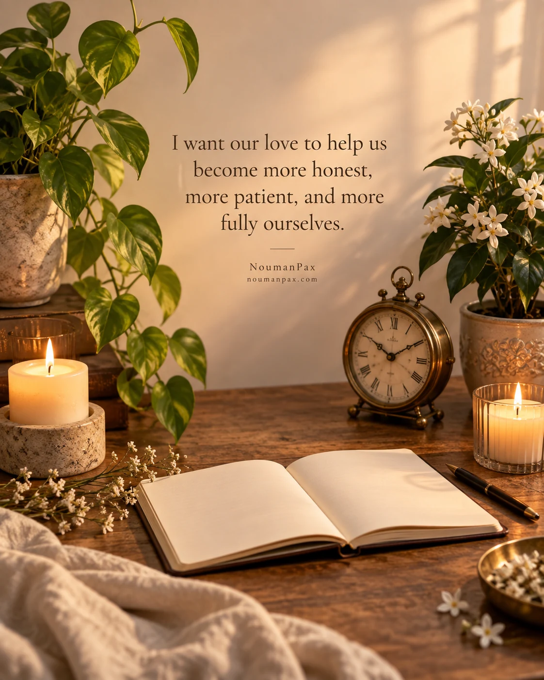 I want our love to help us become more honest, more patient, and more fully ourselves.