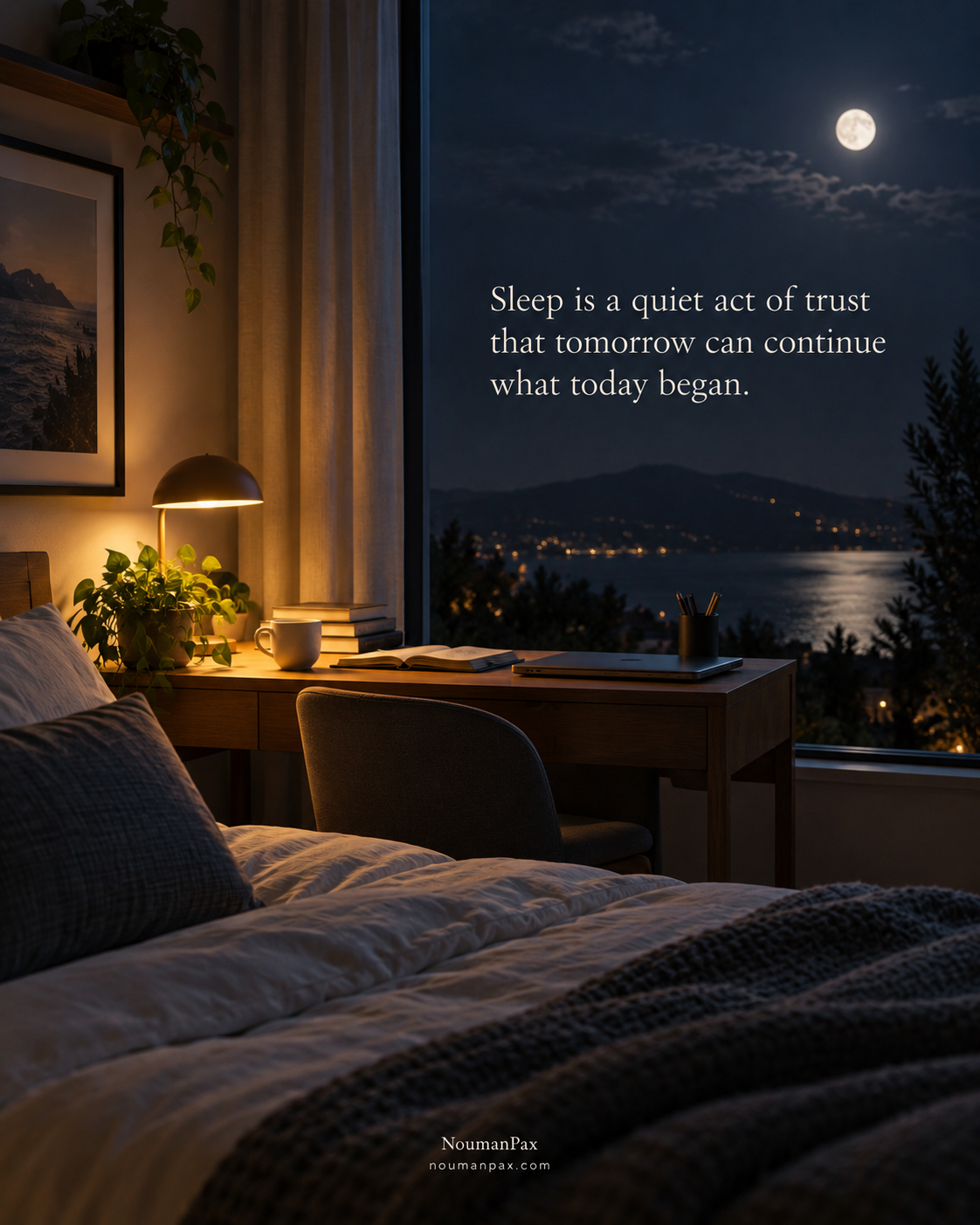 Meaningful good night quote about sleep as a quiet act of trust