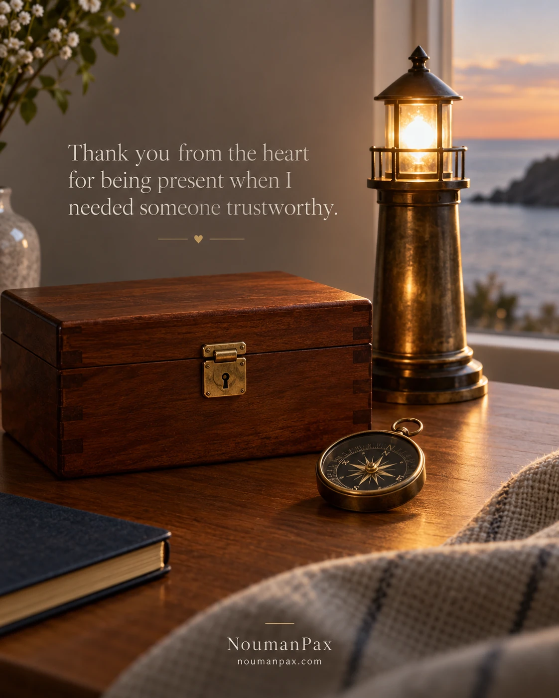 Thank you from the heart for being present when I needed someone trustworthy.
