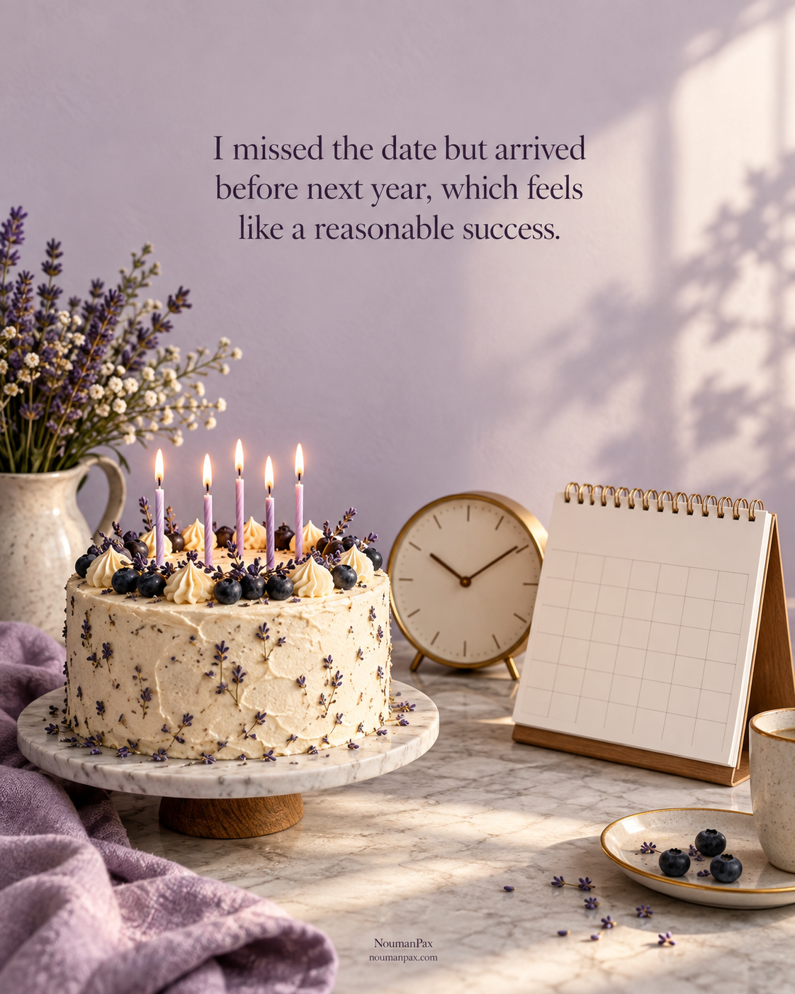 I missed the date but arrived before next year, which feels like a reasonable success.