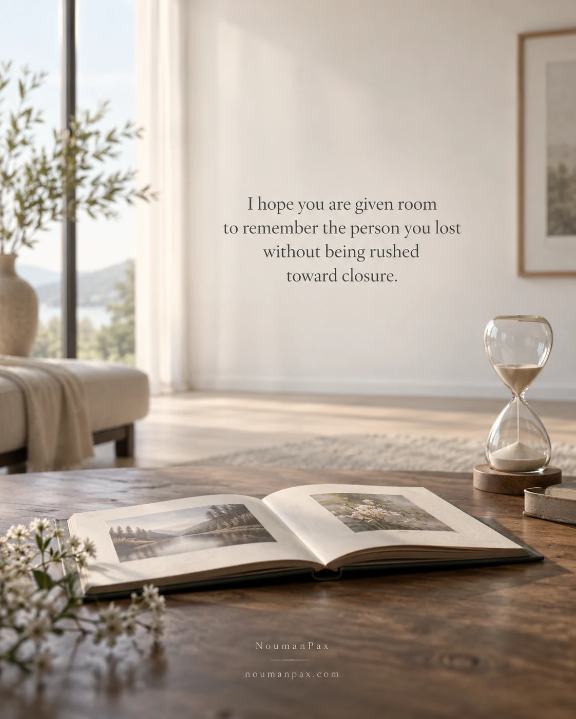 I hope you are given room to remember the person you lost without being rushed toward closure.
