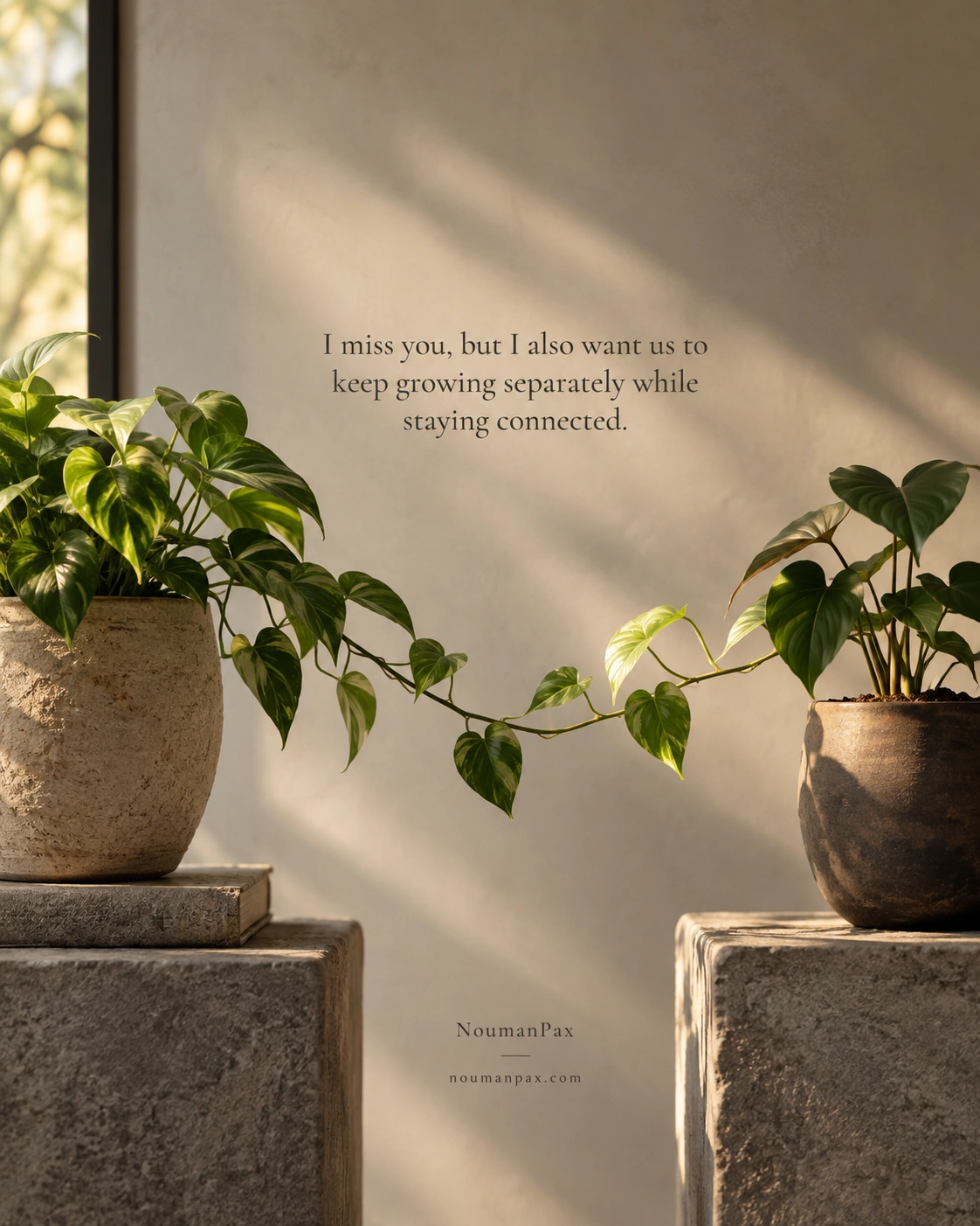 I miss you, but I also want us to keep growing separately while staying connected.