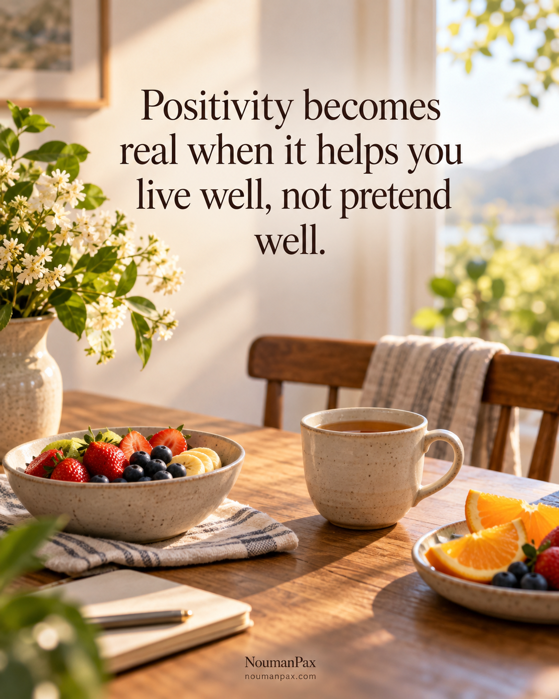 Positive quote — live well not pretend well