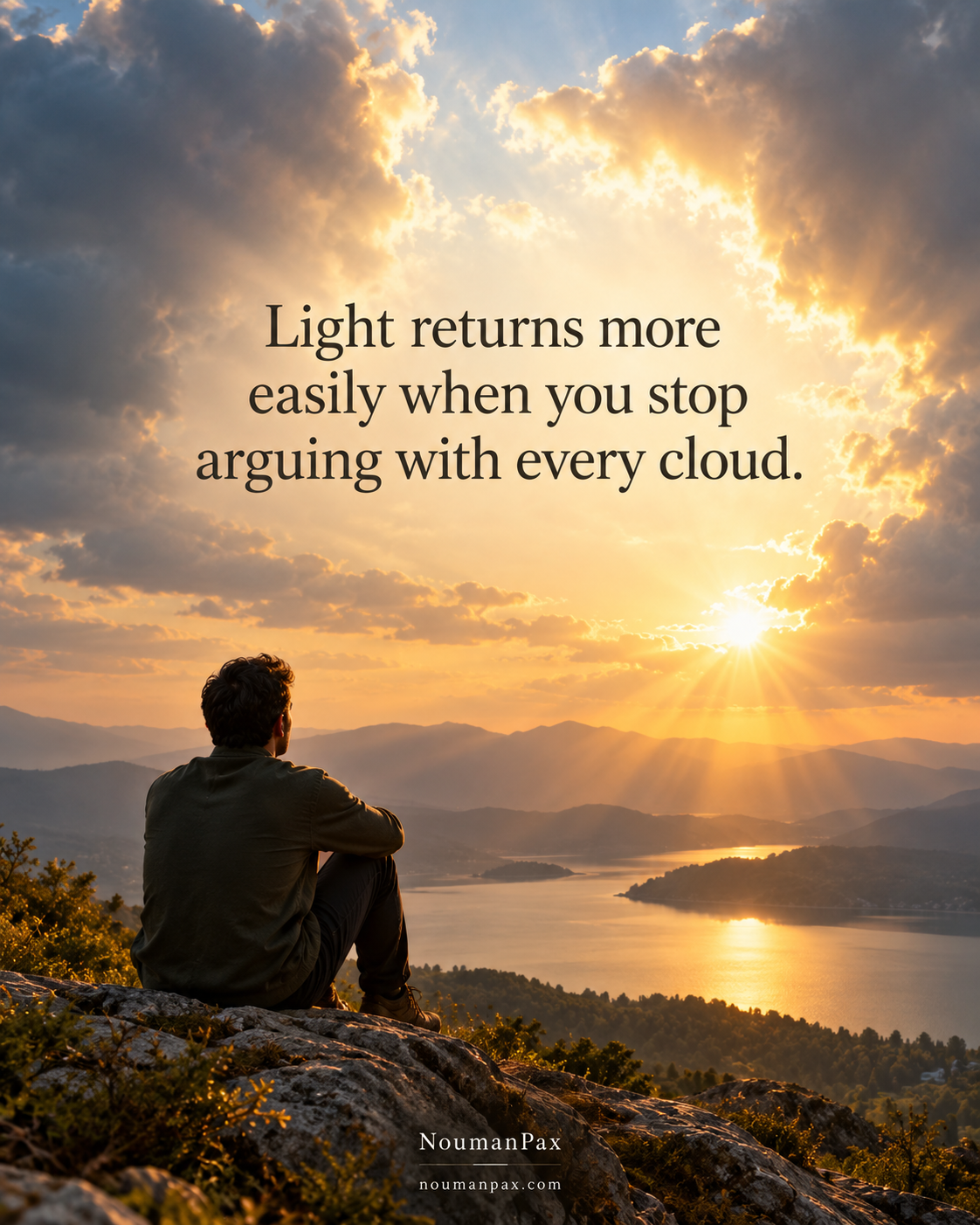 Positive quote — light returns when clouds open