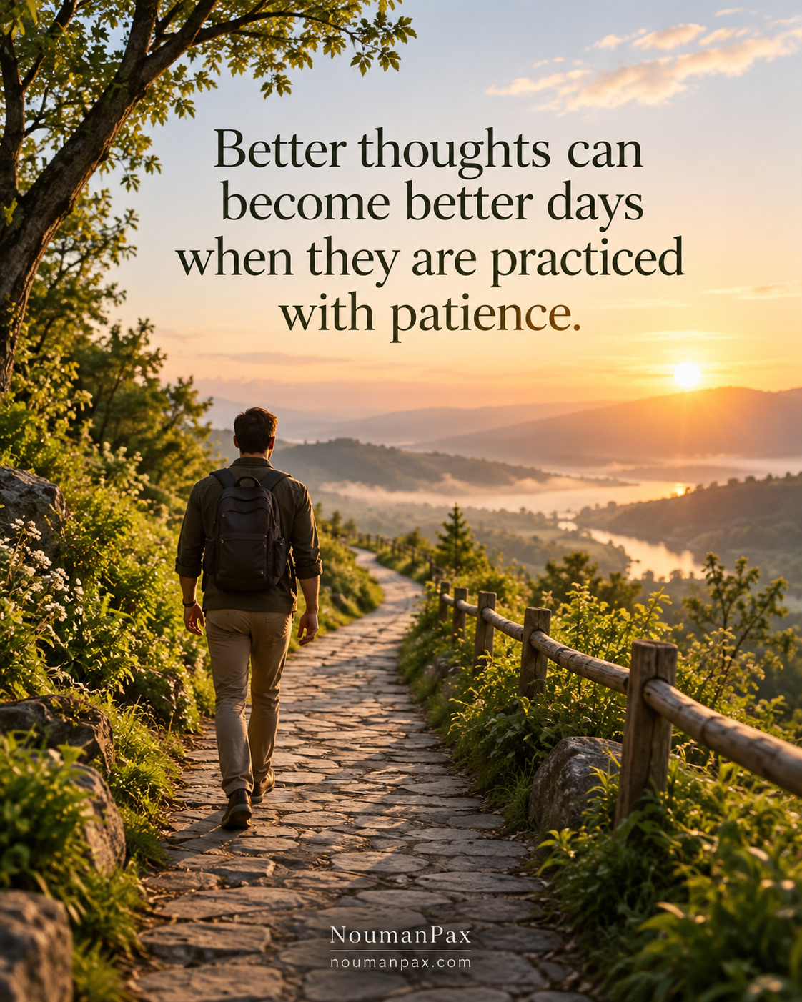 Positive quote — better thoughts practiced with patience