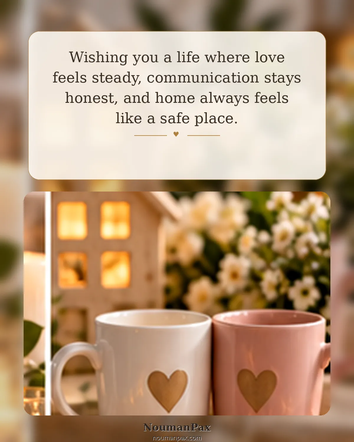 Wishing you a life where love feels steady, communication stays honest, and home always feels like a safe place.