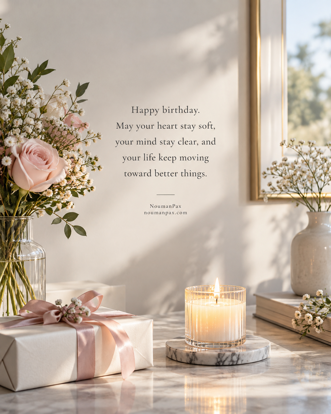 Happy birthday. May your heart stay soft, your mind stay clear, and your life keep moving toward better things.