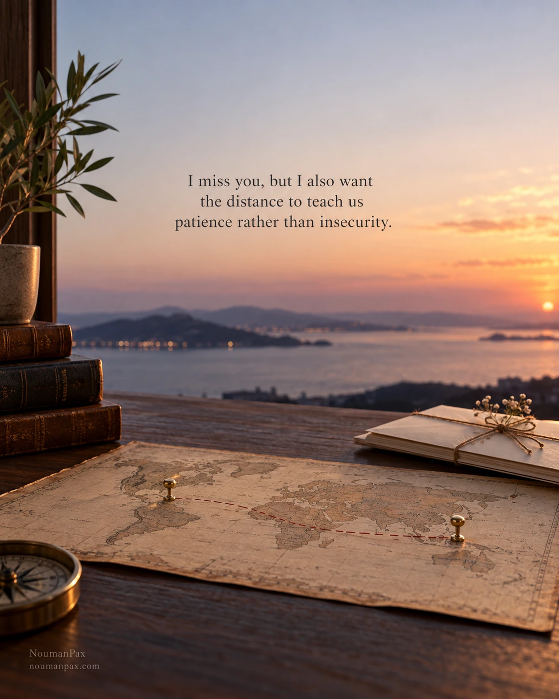 I miss you, but I also want the distance to teach us patience rather than insecurity.