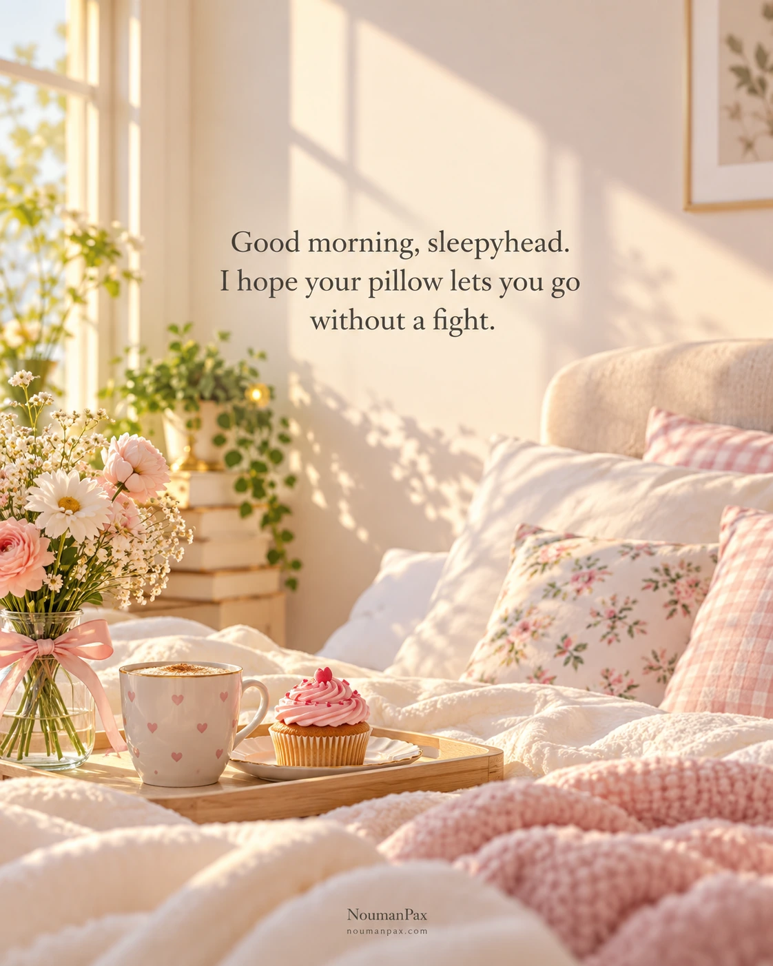 Good morning, sleepyhead. I hope your pillow lets you go without a fight.