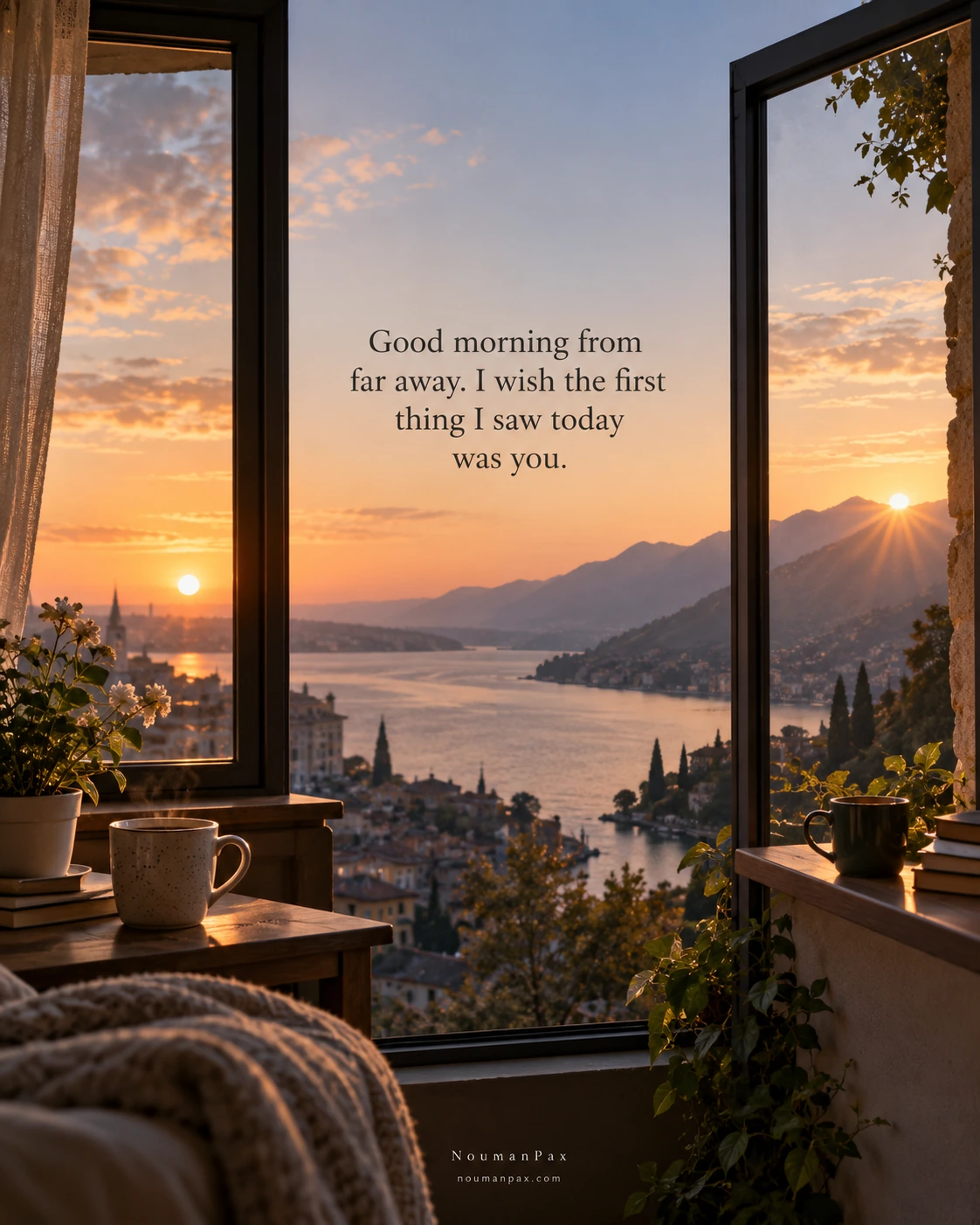 Good morning from far away. I wish the first thing I saw today was you.