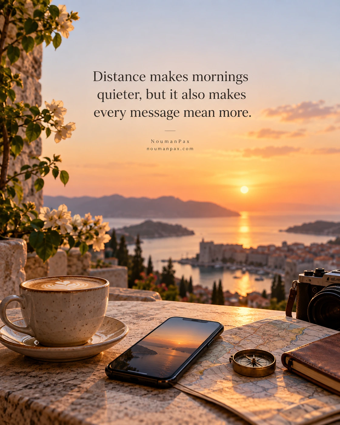 Distance makes mornings quieter, but it also makes every message mean more.