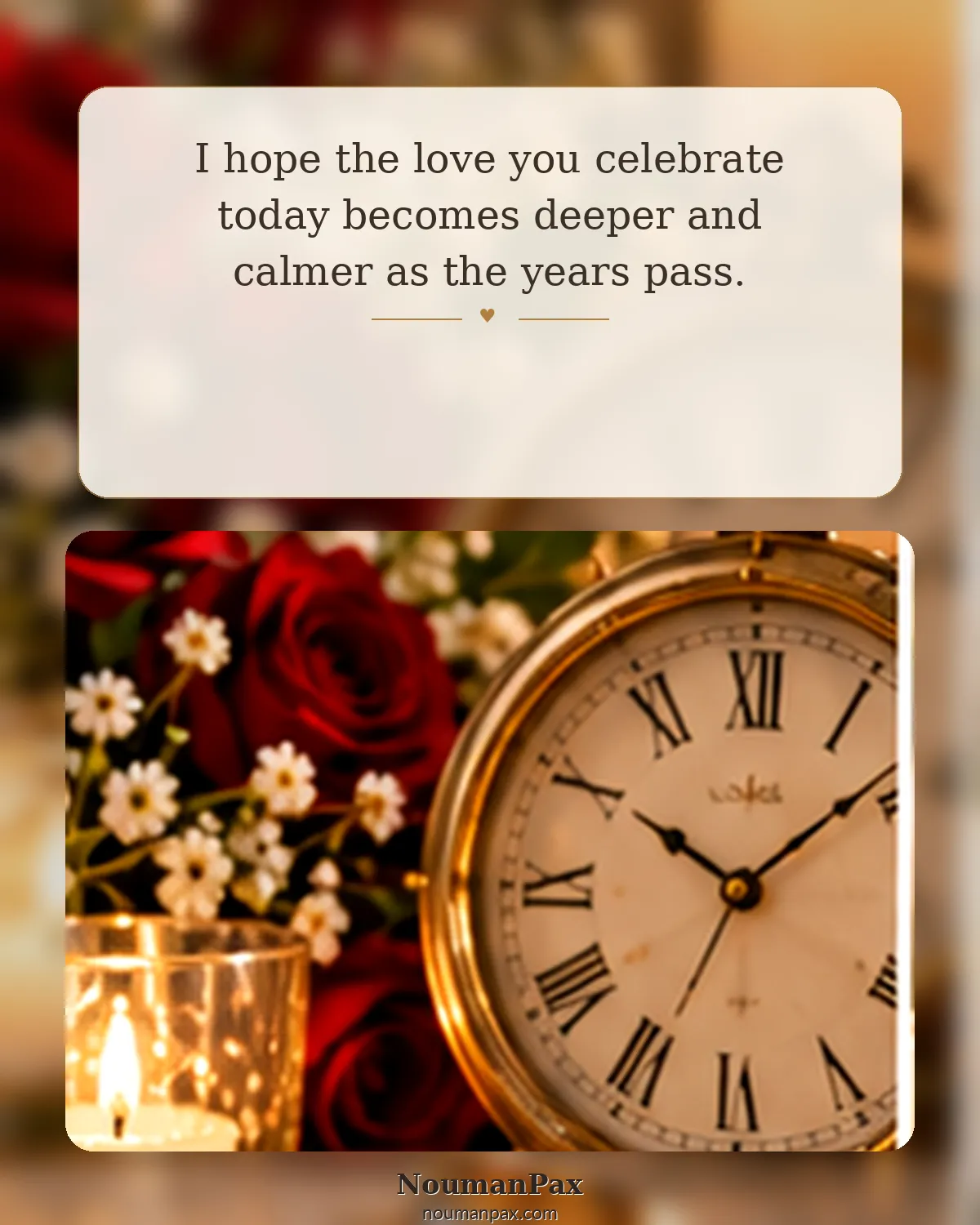I hope the love you celebrate today becomes deeper and calmer as the years pass.