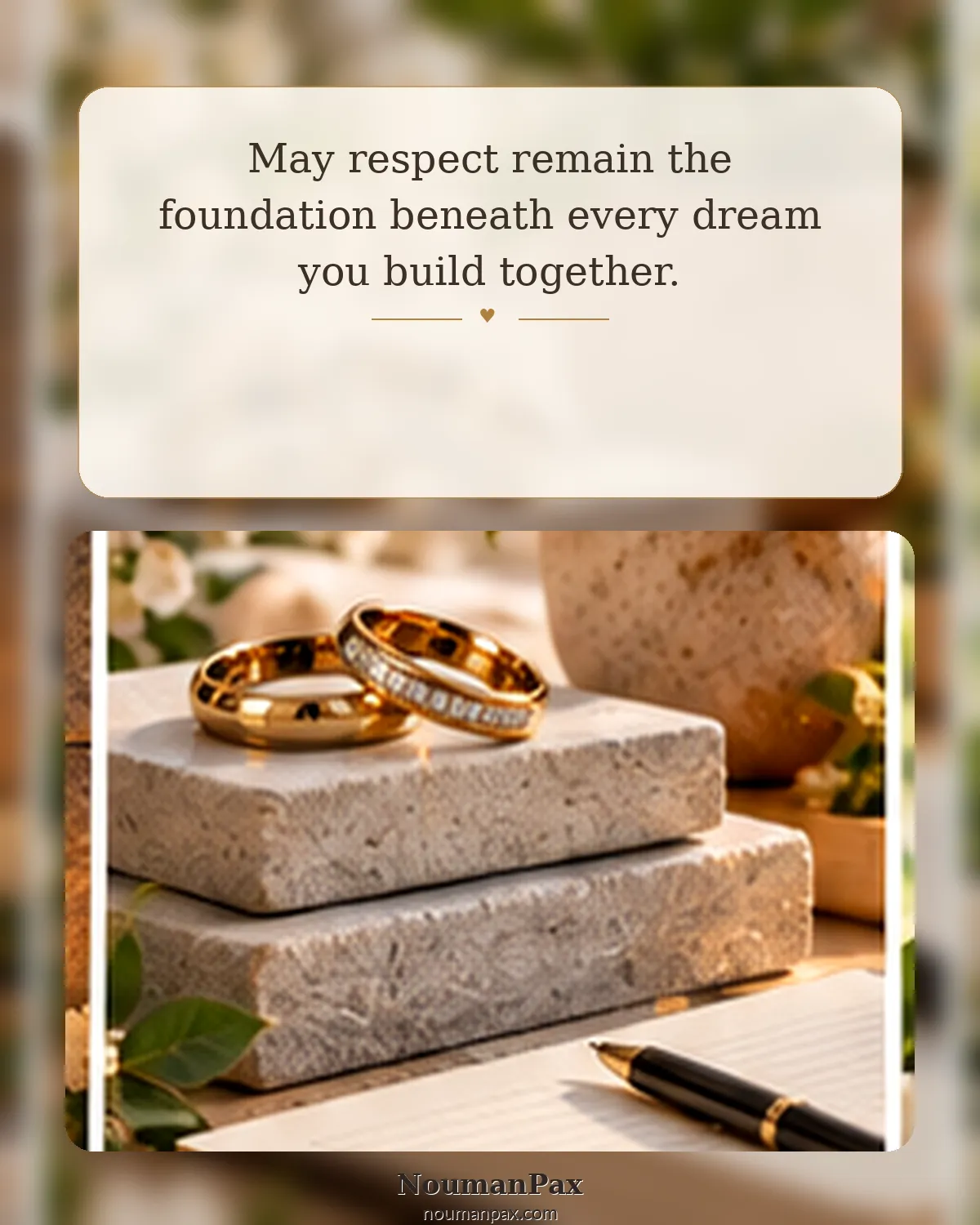 May respect remain the foundation beneath every dream you build together.