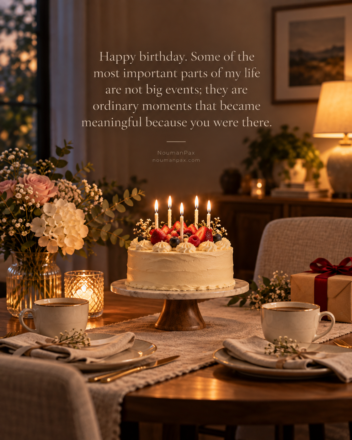 Happy birthday. Some of the most important parts of my life are not big events; they are ordinary moments that became meaningful because you were there.