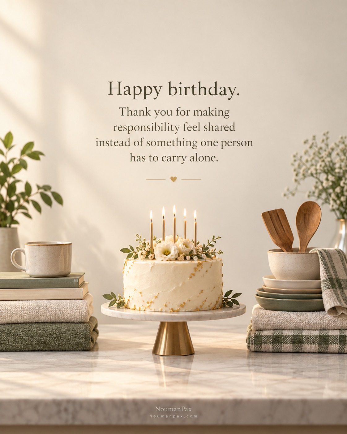 Happy birthday. Thank you for making responsibility feel shared instead of something one person has to carry alone.