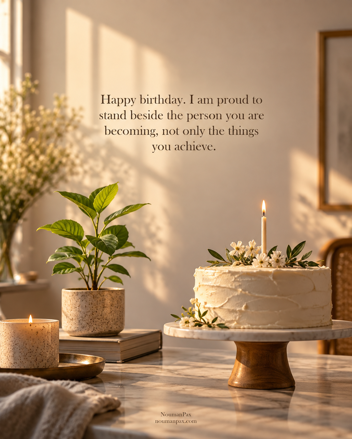 Happy birthday. I am proud to stand beside the person you are becoming, not only the things you achieve.