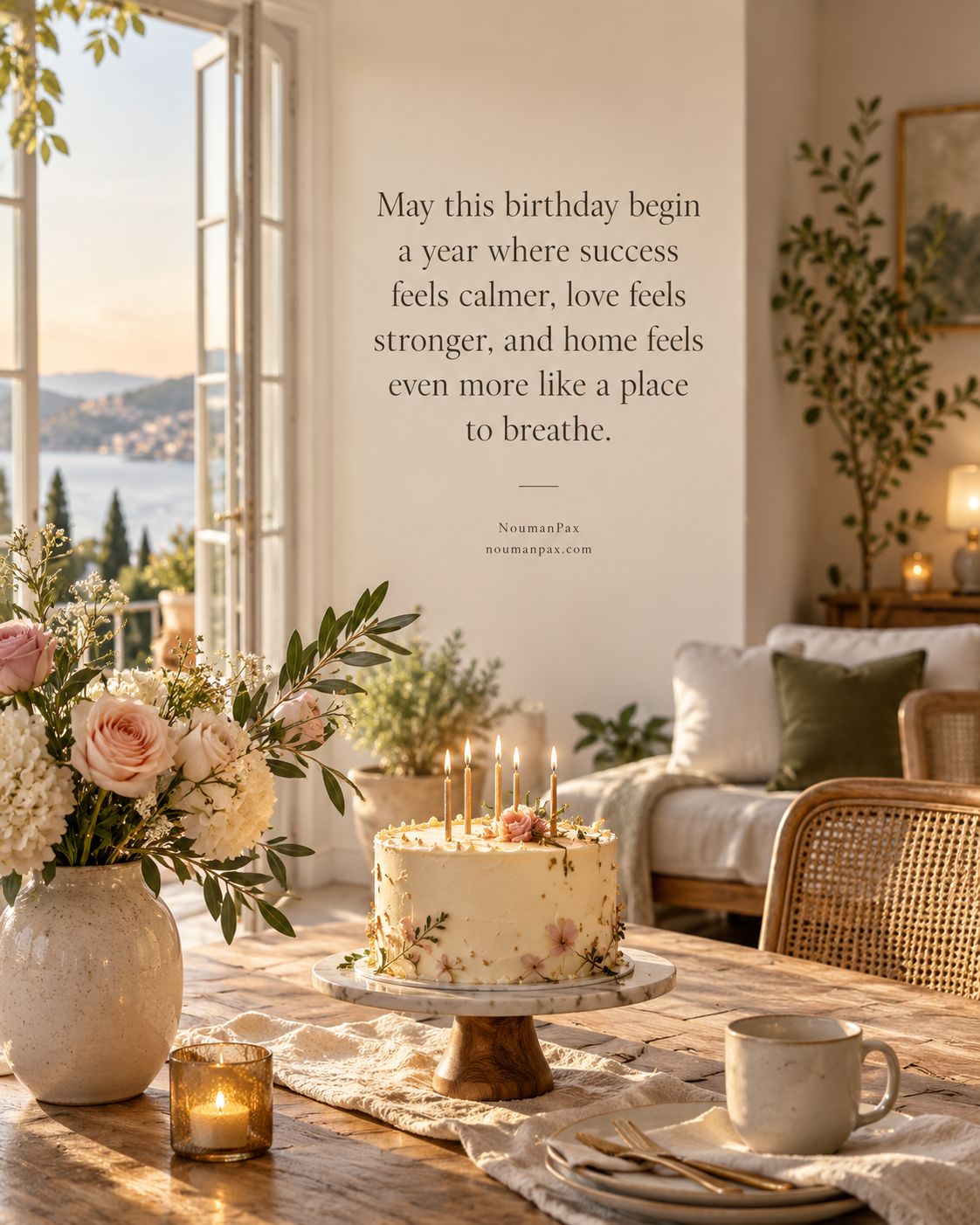 May this birthday begin a year where success feels calmer, love feels stronger, and home feels even more like a place to breathe.