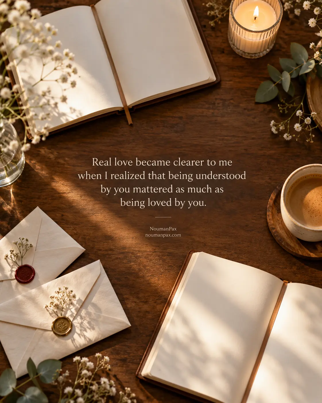 Real love became clearer to me when I realized that being understood by you mattered as much as being loved by you.