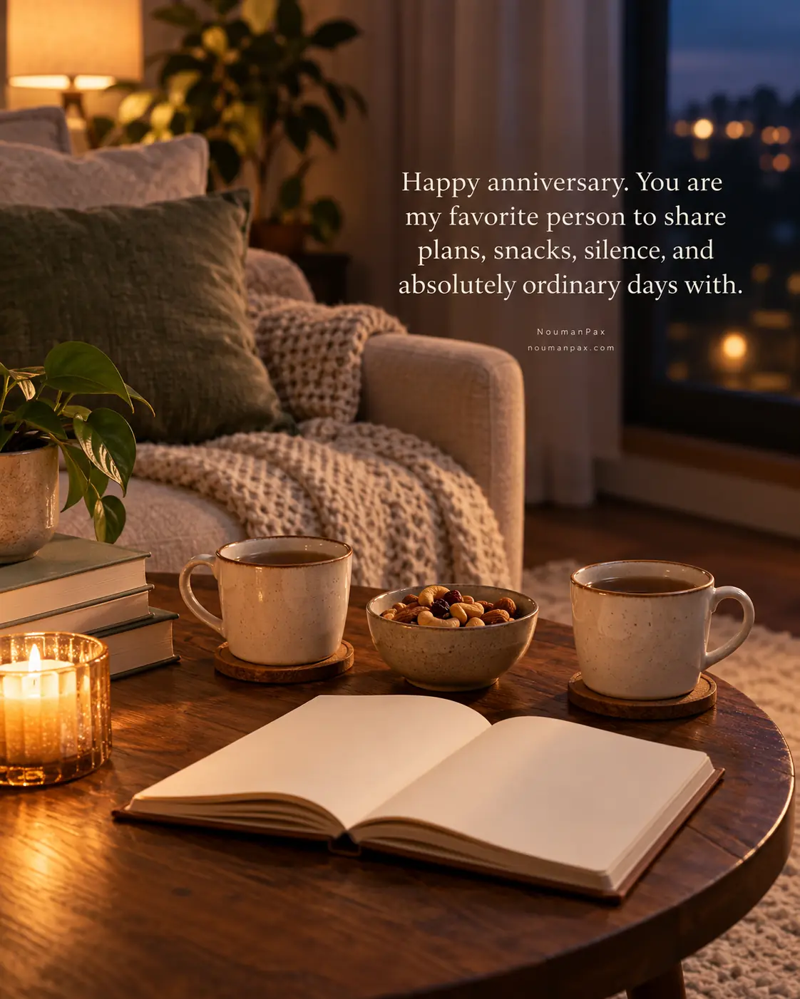 Happy anniversary. You are my favorite person to share plans, snacks, silence, and absolutely ordinary days with.