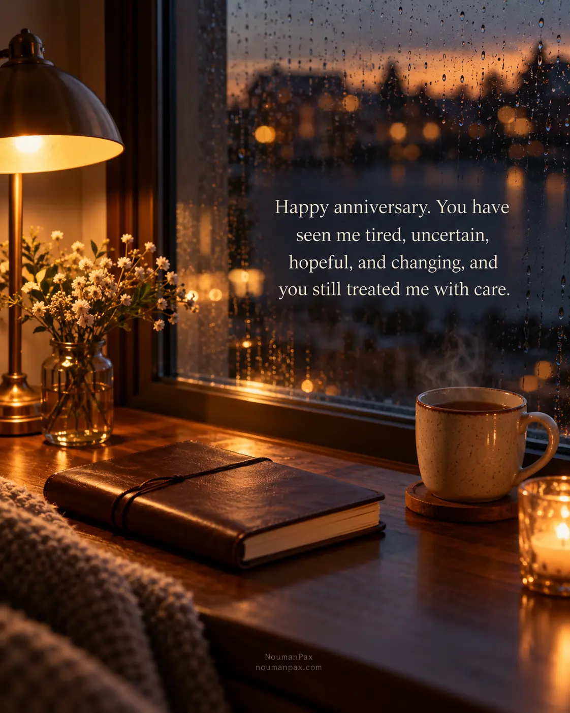 Happy anniversary. You have seen me tired, uncertain, hopeful, and changing, and you still treated me with care.