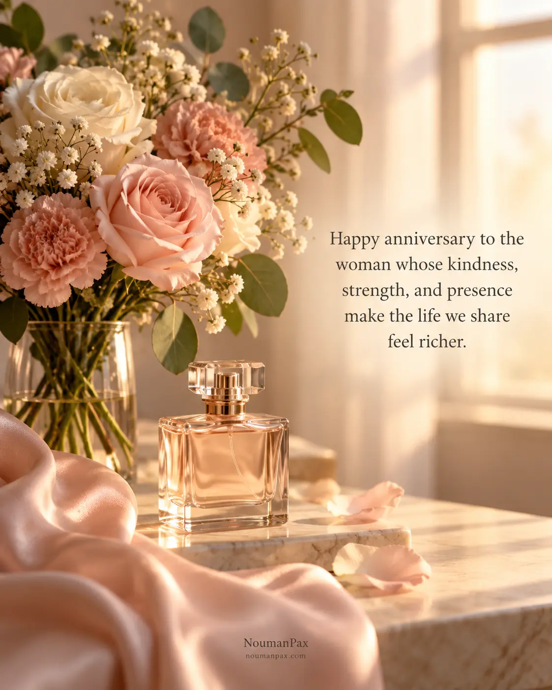 Happy anniversary to the woman whose kindness, strength, and presence make the life we share feel richer.